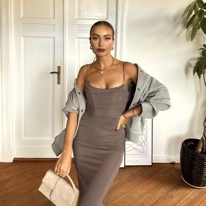 Zara Mink Draped Knit Dress